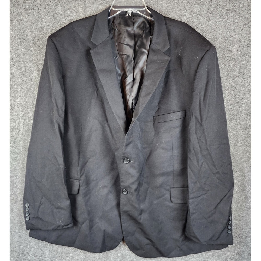 Pronto Uomo Blazer Mens 56R Sport Coat Black Two Button Solid Business EUC